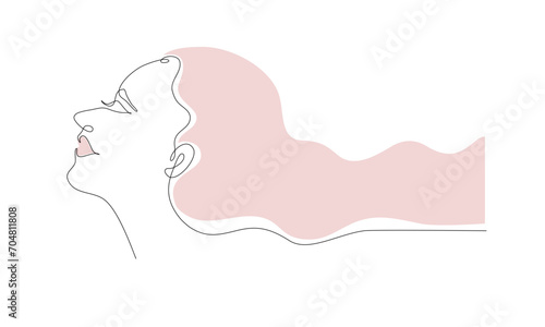 Continuous line art of a beautiful woman face ,editable lineart vector illustration.  © Something in my head
