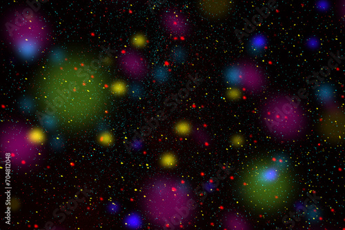 Multi-colored blurry spots. Festive colored background, bokeh. Colorful snow, balls. Template for copy and paste. Illustration image.