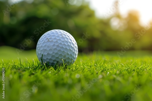 close up golf ball on green grass