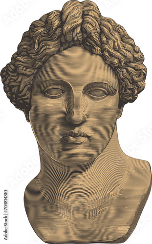 Portrait of Apollo in vintage engraving style
