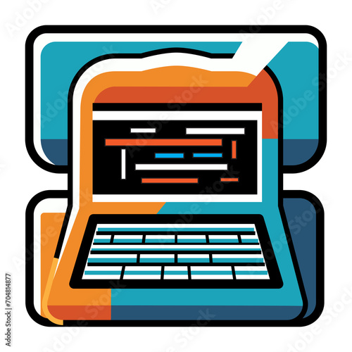 A modern icon in the shape of a laptop with unique colors and shapes. 