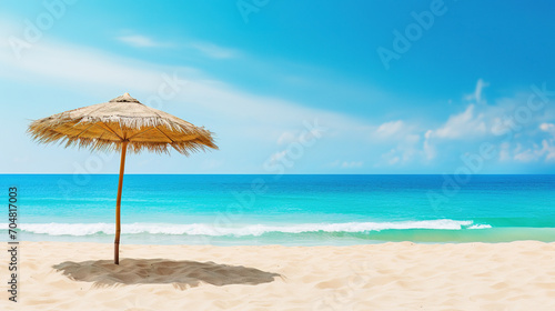 Art summer holiday on tropical sea sandy beach background   with empty copy space