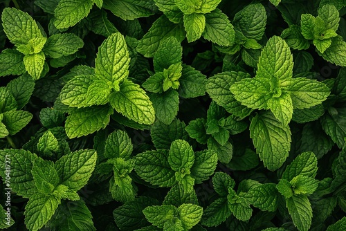Mint leaves background. top view © IMAGE