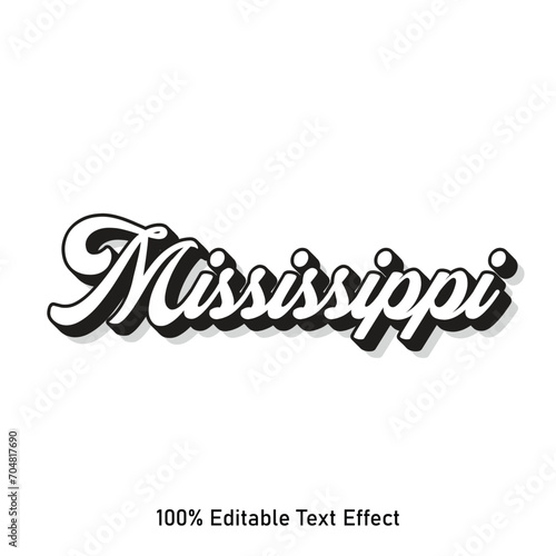 Mississippi text effect vector. Editable college t-shirt design printable text effect vector