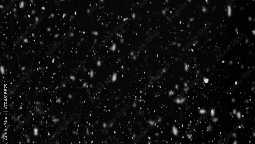 Falling white snow on a black background. Snowfall concept. Snow background. Animated video. Falling white snow on a black background. Snowfall concept. Snow background. Animated video.
