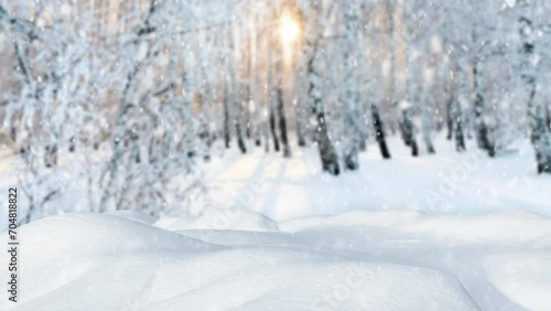 Wallpaper Mural Falling snow in a birch grove. Snowfall animation. Frosty weather. Snowy frosty background. Snowdrifts. Torontodigital.ca