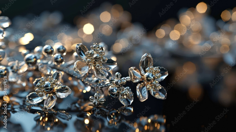 a close - up of a bunch of diamonds on a reflective surface with a reflection of the diamond in the middle of the image. a close - up of a bunch of diamonds on a reflective surface with a reflection of the diamond in the middle of the image.