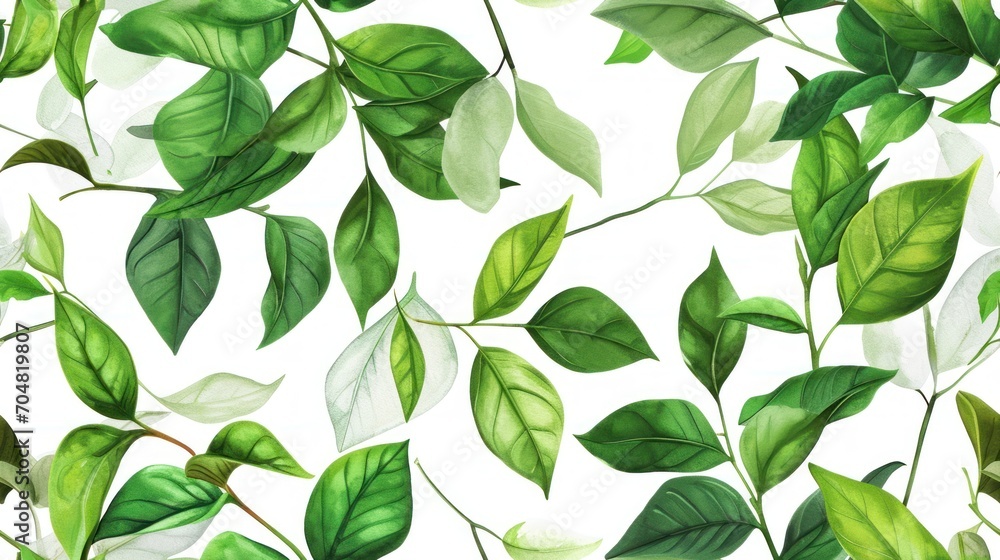 a close up of a bunch of green leaves on a white background with a green stem on the left side of the image. a close up of a bunch of green leaves on a white background with a green stem on the left side of the image.