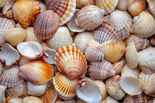 a pile of seashells  close-up