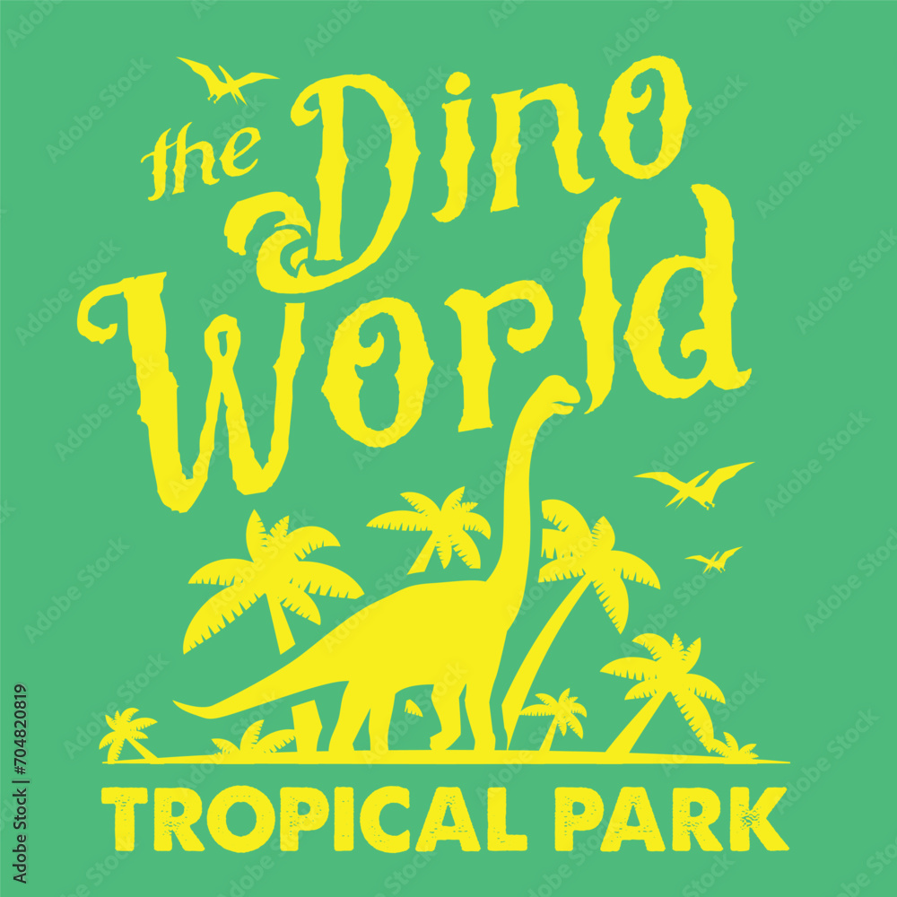 dino world tropical park silhouette design