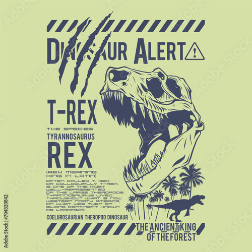 t-rex alert warning board tropical design