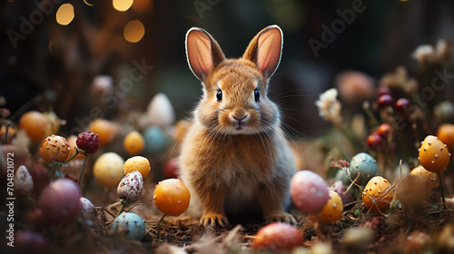 easter bunny with easter eggs © PANGERANDESIGN