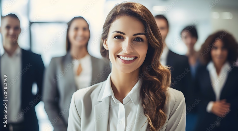 A Confident Businesswoman Standing In Front Of Her Professional Business Team A Confident Businesswoman Standing In Front Of Her Professional Business Team