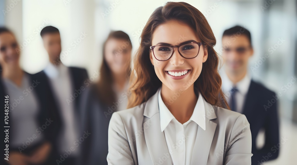 A Confident Businesswoman Standing In Front Of Her Professional Business Team A Confident Businesswoman Standing In Front Of Her Professional Business Team