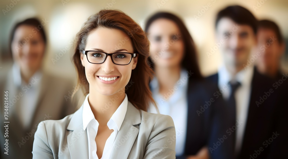 A Confident Businesswoman Standing In Front Of Her Professional Business Team A Confident Businesswoman Standing In Front Of Her Professional Business Team