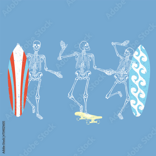 funny skeletons having fun in summer 