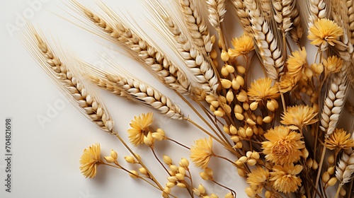 Wheat plant yellow grain copy space background