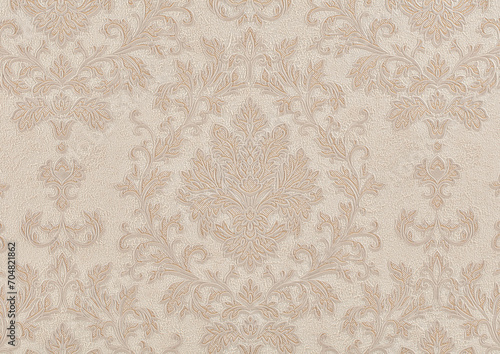 Background of light beige paper wallpaper with intertwining floral geometric pattern