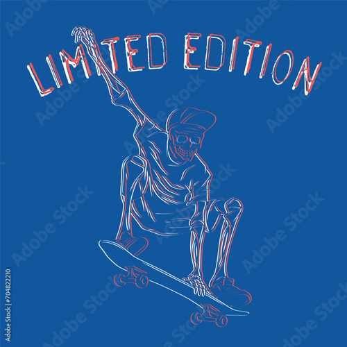 funny skater skeleton boy having fun