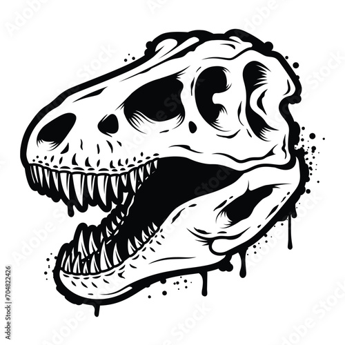 Tyrannosaurus rex skull graffiti design