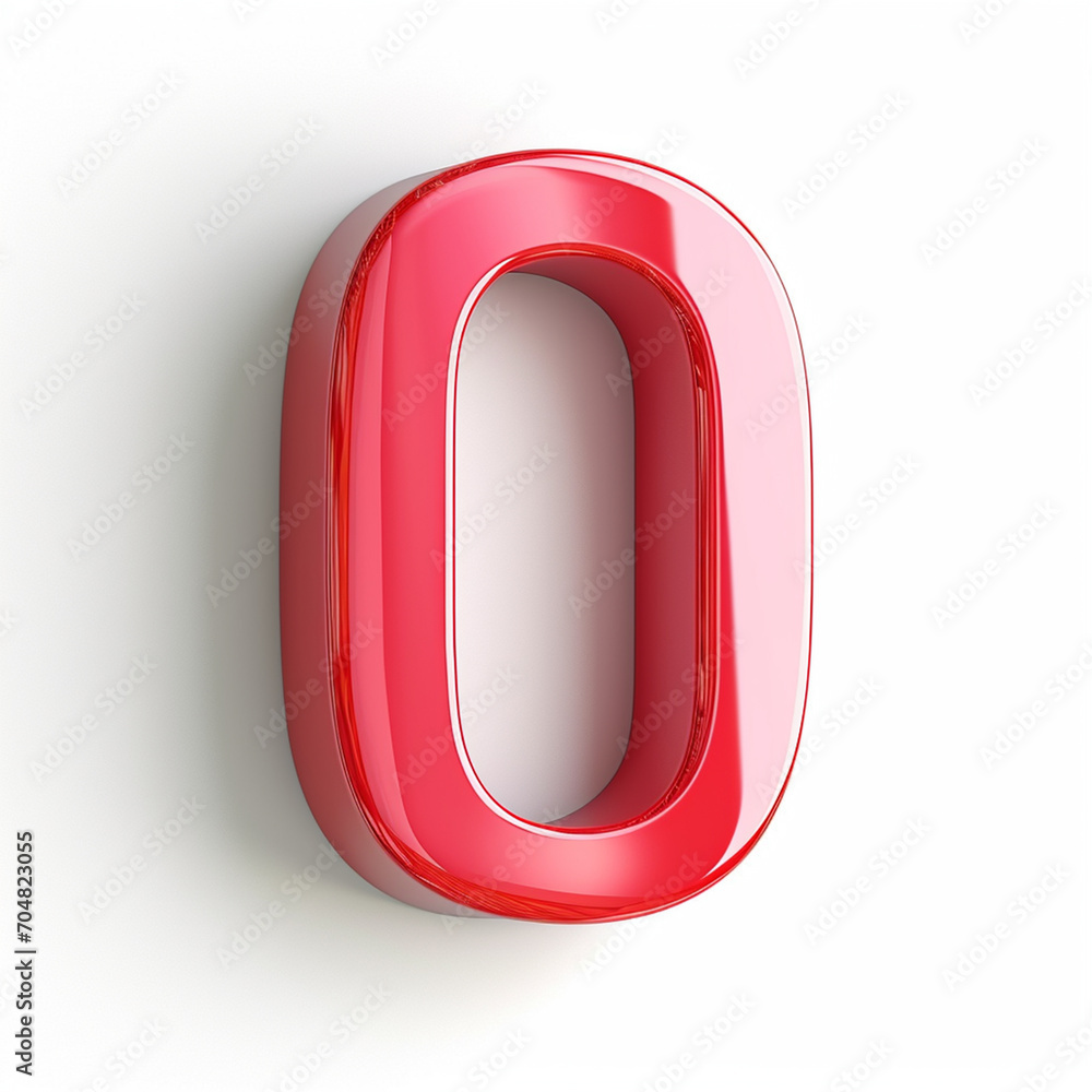 3D red 0 zero number on white background, ai technology 3D red 0 zero number on white background, ai technology