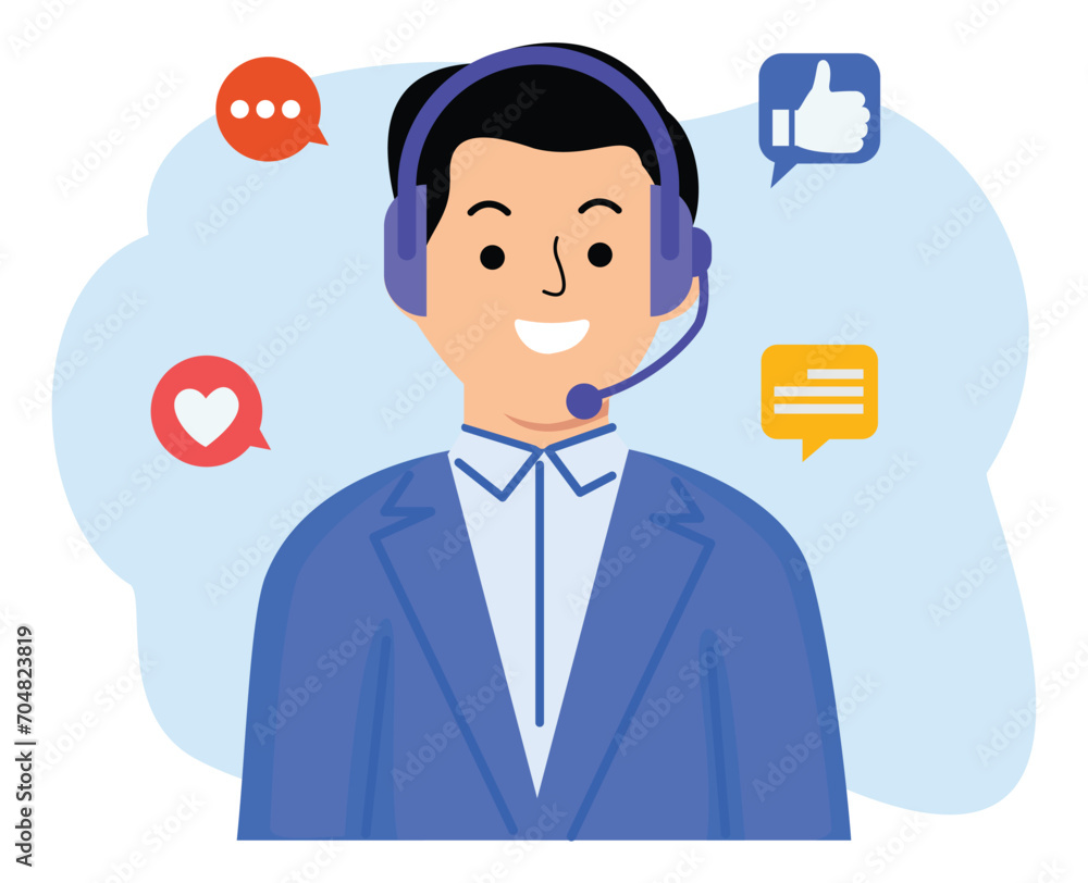 man costumer service talking with headset man costumer service talking with headset