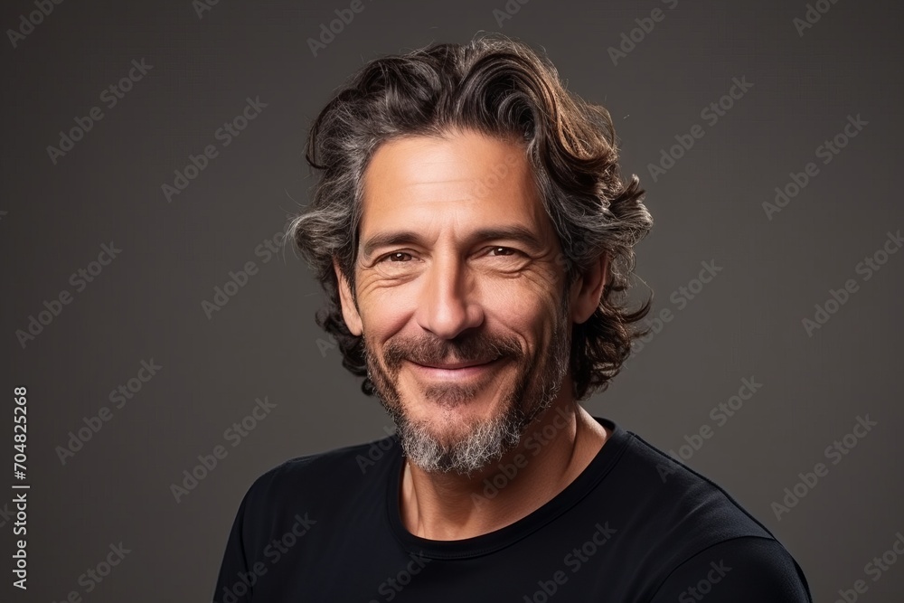 Portrait of a handsome middle-aged man smiling at the camera.