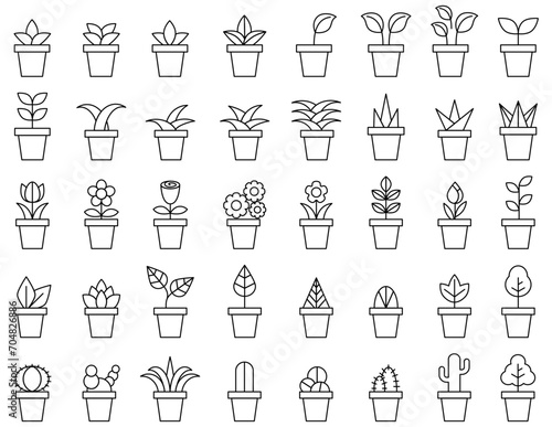 Simple and basic icon collection of houseplants