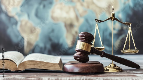 Law and regulation. Gavel on a book with scales of justice. law and justice