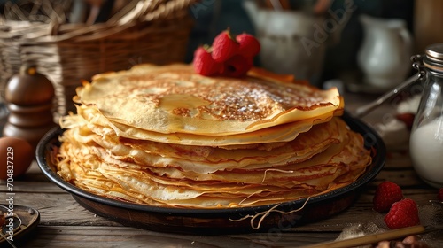 stack, thin, russian, pancakes, crepes, made, spring, celebration, homemade, fresh, food, breakfast, traditional, snack, meal, healthy, sweet, morning, cookery, tasty, lunch, dessert, delicious, plate photo