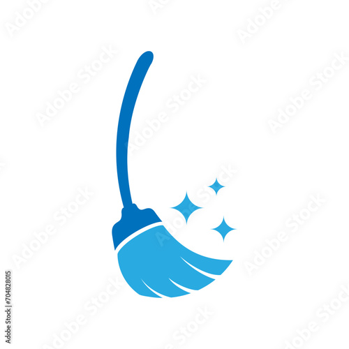 Broom vector icon illustration. Broom cleaning logo