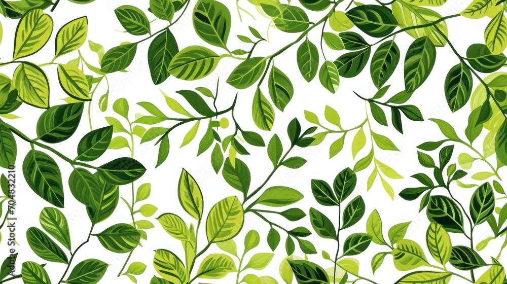  a green leafy pattern on a white background with green leaves on the top of the leaves and bottom of the leaves on the bottom of the leaves.