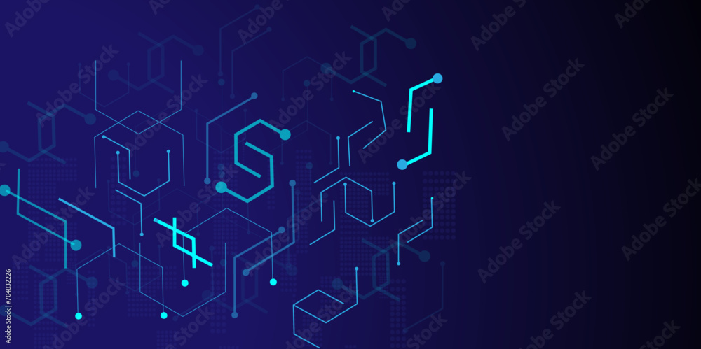 Abstract technology background with various technology elements. Circuit board background. Motherboard and computer design. Processor and chip, engineering and tech. - obrazy, fototapety, plakaty 