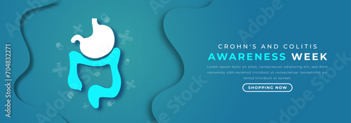Crohn's and Colitis Awareness Week Paper cut style Vector Design Illustration for Background, Poster, Banner, Advertising, Greeting Card