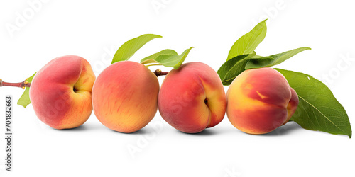 Peaches on a twig, photorealistic, isolate on transparency background png 