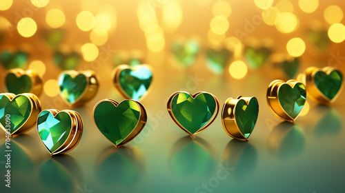 green heart on the background of the bokeh, christal heart photo
