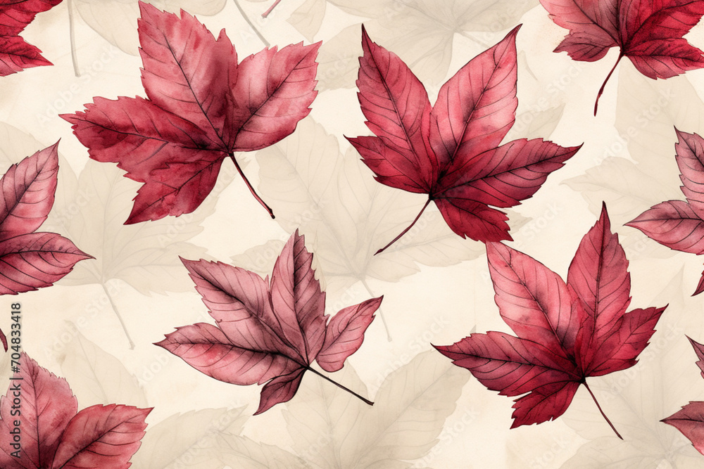 Autumn Maple Leaves Watercolor Background Design Illustration