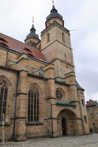 Historische Kirche in der Altstadt von Bayreuth in Bayern