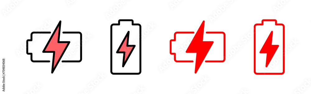 Battery icon set illustration. battery charging sign and symbol. battery charge level Battery icon set illustration. battery charging sign and symbol. battery charge level
