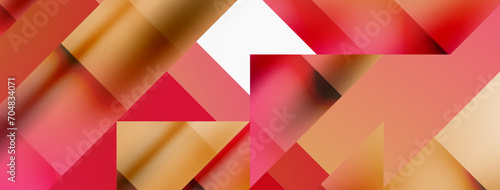 Vivid abstraction unfolds. Triangles in seamless harmony, composing dynamic geometric backdrop. Interplay of angles and hues forms captivating tapestry, evoking modernity and artistic allure