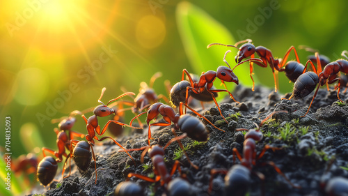ants at teamwork and cooperation in sunlight of nature © mr_marcom