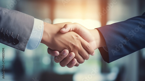 Close up of businessman handshake for business merger