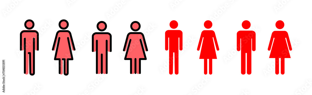 Man and woman icon set illustration. male and female sign and symbol. Girls and boys Man and woman icon set illustration. male and female sign and symbol. Girls and boys