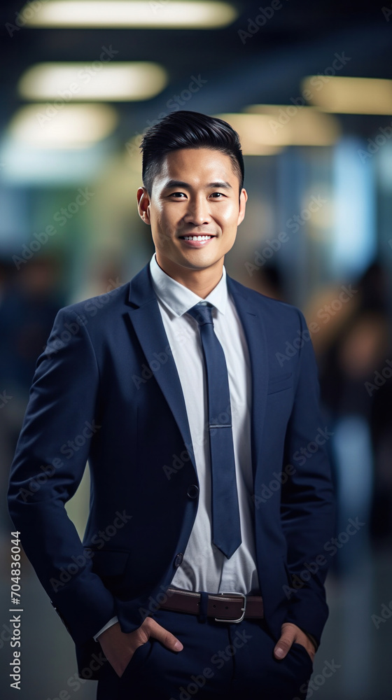 Asian business man standing in an office smiling confidently. Business corporate people background. Asian business man standing in an office smiling confidently. Business corporate people background.