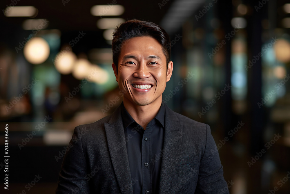 Asian business man standing in an office smiling confidently. Business corporate people background. Asian business man standing in an office smiling confidently. Business corporate people background.