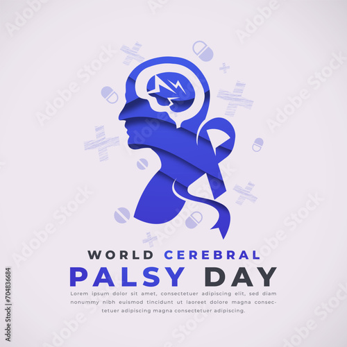 World Cerebral Palsy Day Paper cut style Vector Design Illustration for Background, Poster, Banner, Advertising, Greeting Card