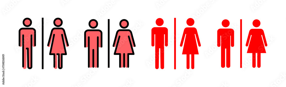 Toilet icon set illustration. Girls and boys restrooms sign and symbol. bathroom sign. wc, lavatory Toilet icon set illustration. Girls and boys restrooms sign and symbol. bathroom sign. wc, lavatory