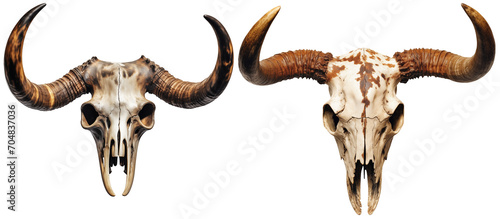 two Illustrations of a Western bull skull