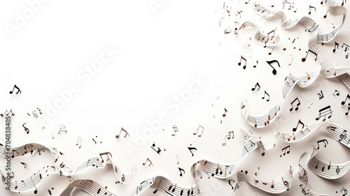 composition of music sound with note melody line isolated on white b photo