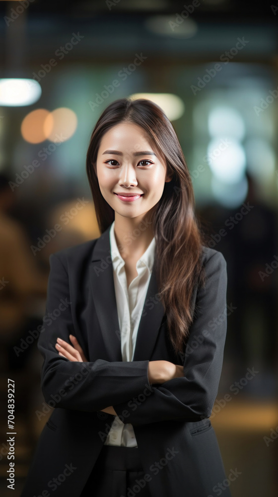 Asian young business woman standing in an office smiling confidently. Business corporate people background. Asian young business woman standing in an office smiling confidently. Business corporate people background.